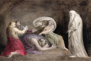 The Witch of Endor Raising the Spirit of Samuel. av William (after) Blake