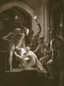 Death of Arthur, gravert av J. Fittler, illustrasjon fra David Humes 