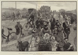 "On Pleasure Bent", en helligdagsscene ved veikanten (gravering) av William (after) Hatherell