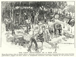Den første bosetningen av en ny by (litho) av William (after) Hatherell