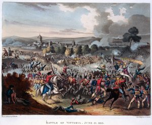 Arthur Wellesley (1769-1852) Lord Wellington Entering Salamanca, gravert av J.C. Stadler, utgitt 1818 (akvatint)