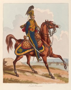 Tiende husarer (akvatint, farget)