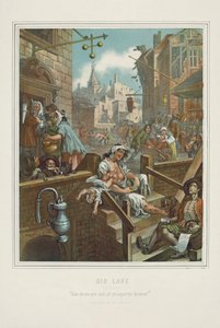 Kromolitografi av William Hogarths Gin Lane (chromolitho)