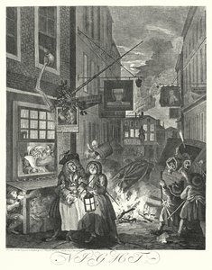 Natt (gravering) av William (after) Hogarth