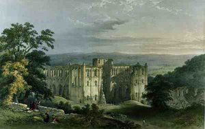 Rievaulx Abbey i Rye Valley, fra 