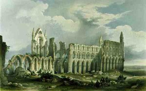 Whitby Abbey fra sørvest, fra 