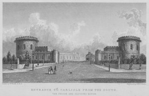 Inngang til Carlisle fra sør, Prison and Sessions House (gravering) av William (after) Westall