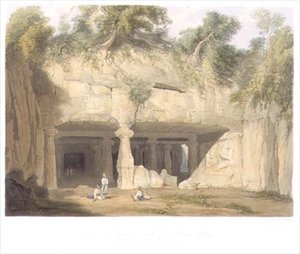 Eksteriør av Great Cave Temple of Elephanta, nær Bombay, i 1803, fra bind II av 