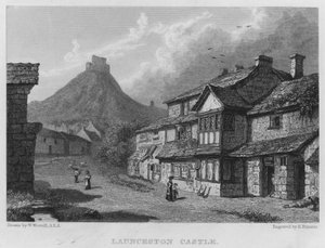 Launceston Castle (gravering) av William (after) Westall