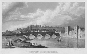 Newport, Monmouthshire (gravering) av William (after) Westall