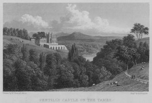Pentillie Castle on the Tamer (gravering) av William (after) Westall