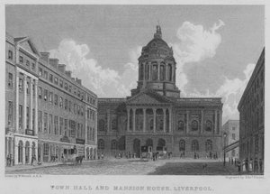 Rådhus og herskapshus, Liverpool (gravering) av William (after) Westall