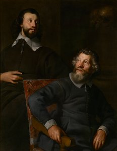Portrett av to herrer, kalt Nicholas Stone og hans sønn (olje på lerret) av William (attr. to) Dobson