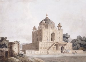Mausoleet til Sultan Parviz, nær Allahabad (blyant, penn og svart blekk, m/c) av William (circle of) Daniell