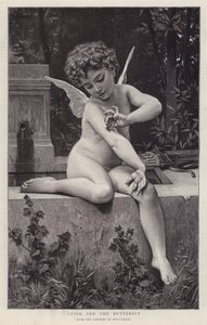 Amor og sommerfuglen (litho) av William Adolphe (after) Bouguereau