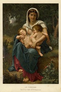 Veldedighet (chromolitho) av William Adolphe Bouguereau