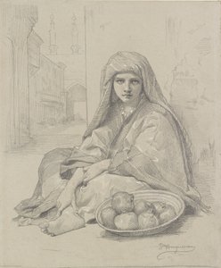 Nordafrikansk jente som selger granatepler, sent på 1800-tallet av William Adolphe Bouguereau
