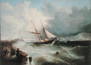Prins Alberts ankomst til Dover på vei til London for hans ekteskap med dronning Victoria i 1840 (olje på lerret)