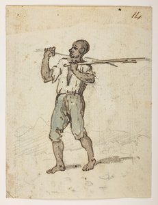 14 Innbygger i St. Jago.  fra et album med 372 tegninger av landskap, kystlinjer, kostymer og hverdagsliv laget under Lord Macartneys ambassade til keiseren av Kina, mellom 1792 og 1794 (blyant og akvarell på papir) av William Alexander