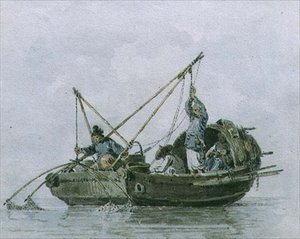 Kinesiske fiskere i søppel (akvarell) av William Alexander