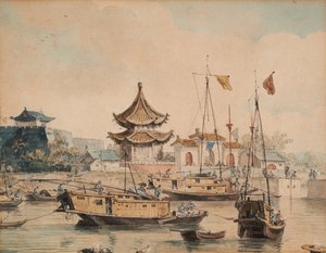 Kinesisk scene (tempel og Shinsan) av William Alexander