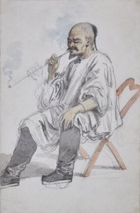 Sittende kinesisk mann som røyker av William Alexander