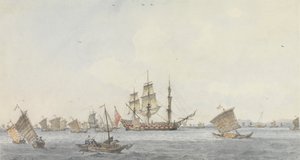 Hindostan ved anker i Mi-a-tau-stredet i byen Ten-choo-fou ved inngangen til Pekinbukta av William Alexander