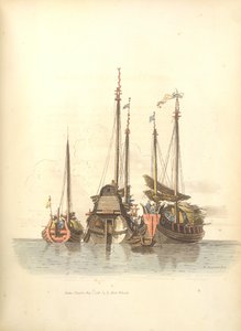 Tre fartøyer ligger for anker av William Alexander