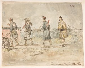 Sporer i regnvær, fra et album med 278 tegninger av landskap, kystlinjer, kostymer og hverdagsliv laget under Lord Macartneys ambassade til keiseren av Kina (blyant og akvarell på papir) av William Alexander