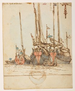 f.62 160' 22. nov. Fartøy ved Tin-hau.' , fra et album med 372 tegninger av landskap, kystlinjer, kostymer og hverdagsliv laget under Lord Macartneys ambassade til keiseren av Kina, mellom 1792 og 1794 (blyant og akvarell på papir) av William Alexander