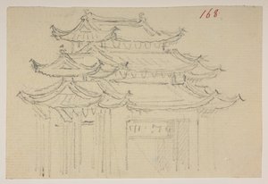 f.63 168 Templer.  , fra et album med 372 tegninger av landskap, kystlinjer, kostymer og hverdagsliv laget under Lord Macartneys ambassade til keiseren av Kina, mellom 1792 og 1794 (blyant og akvarell på papir) av William Alexander