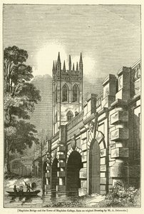 Magdalen Bridge og Tower of Magdalen College av William Alfred Delamotte