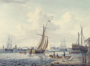 En utsikt over Greenwich og Deptford som viser Royal Naval College og Royal Dockyard, 1789 (wc) av William Anderson
