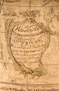 Kartusj i Nord-Stillehavet, ca. 1795 (pappmaché, kobberplate gravert, messing, tre, papir) av William Bardin
