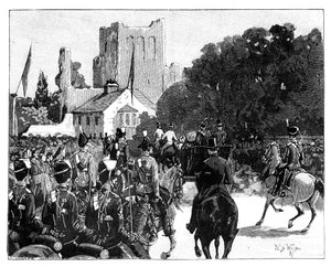 Dronning Victorias ankomst til Kelso, Skottland, 1887. av William Barnes Wollen