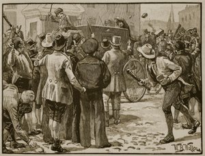 Angrep på Sir Charles Wetherell i Bristol, illustrasjon fra 