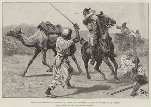 Møte mellom løytnant J R Beech, 21st Hussars og Two Dervishes, nær Suakin av William Barnes Wollen