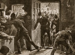 Kamp ved Ennis mellom National Leaguers and Police, 1886, illustrasjon fra 