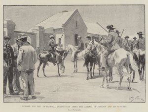 Utenfor fengselet i Pretoria umiddelbart etter ankomsten til Jameson og hans offiserer av William Barnes Wollen