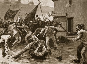 Rioting in Belfast, 1886, illustrasjon fra 