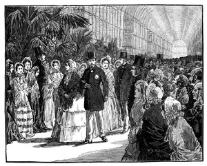 Kongelig og keiserlig besøk i Crystal Palace, 1850-tallet, c1888. av William Barnes Wollen