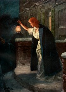 Hun sto og svingte lanternen sakte fra side til side, 1914. av William Barnes Wollen