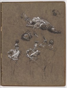 Studier til oljemaleriet, ?Flagget: Albuhera, 16. mai 1811? av William Barnes Wollen