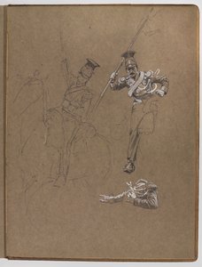 Studier til oljemaleriet, ?Flagget: Albuhera, 16. mai 1811? av William Barnes Wollen