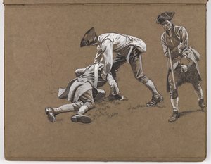 Studie for oljemaleriet av William Barns Wollen, ?Slaget ved Lexington 1775? av William Barnes Wollen