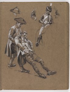 Studie for oljemaleriet av William Barns Wollen, ?Slaget ved Lexington 1775? av William Barnes Wollen
