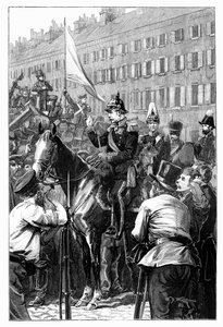 Kongen av Preussen henvender seg til berlinerne, 1848, 1900. av William Barnes Wollen