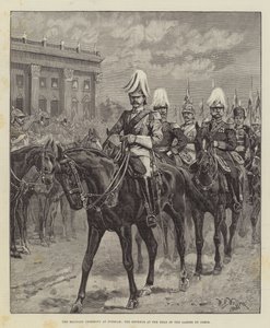 Den militære seremonien i Potsdam, keiseren i spissen for Gardes du Corps av William Barnes Wollen