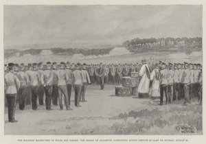 The Military Maneuvers in Wilts and Dorset, biskopen av Salisbury gjennomfører gudstjeneste i leiren søndag 21. august av William Barnes Wollen