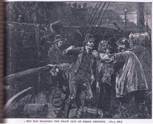 Mobben går ombord på et kornskip ved Garry Kennedy AD 1841 av William Barnes Wollen